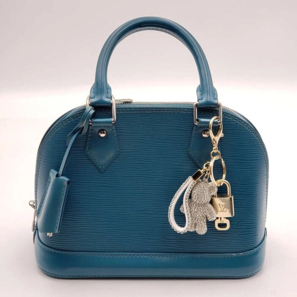 Authentic Louis Vuitton Lock & Key with unbranded Rhinestone Bear Bagcharm